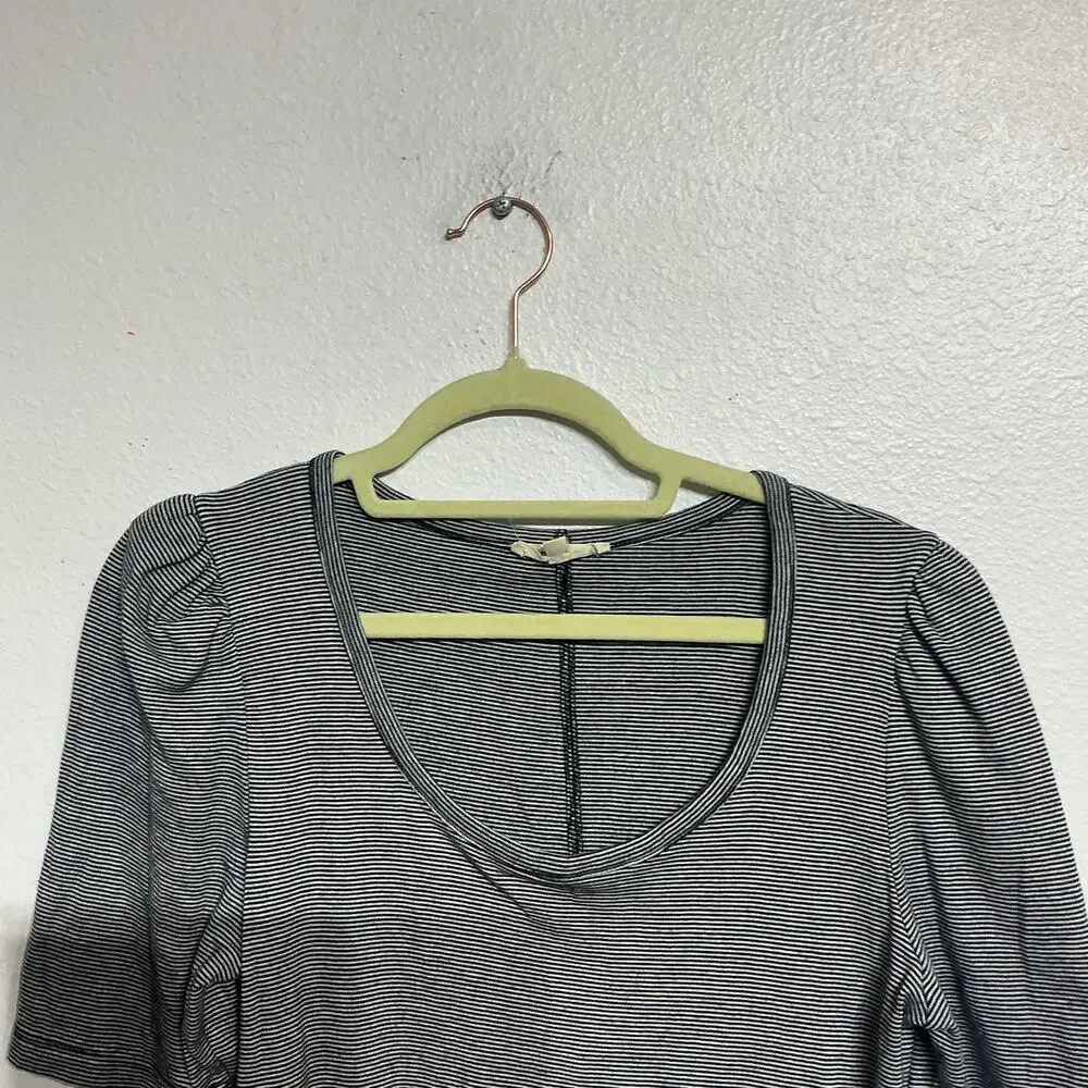 Madewell Blue Stripe Puff Sleeve Scoop Neck T-Shirt Sz M